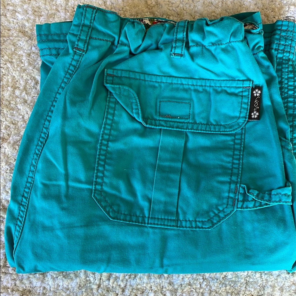 💚 Large Tall Teal Cargo Koi Scrub Pants 💚